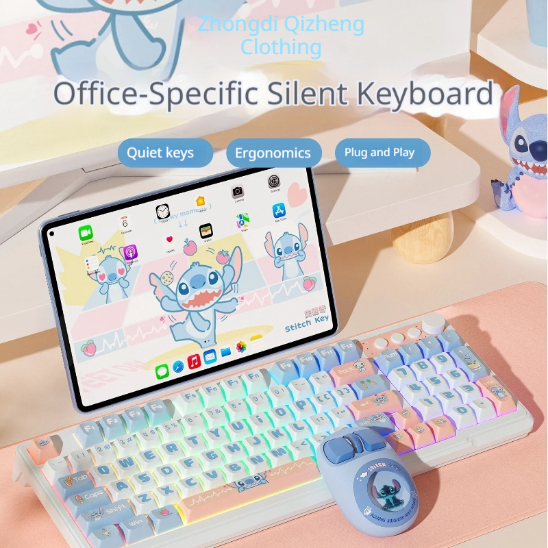 Gaming Keyboard Types - Disney Stitch Silent Noiseless Keyboard And