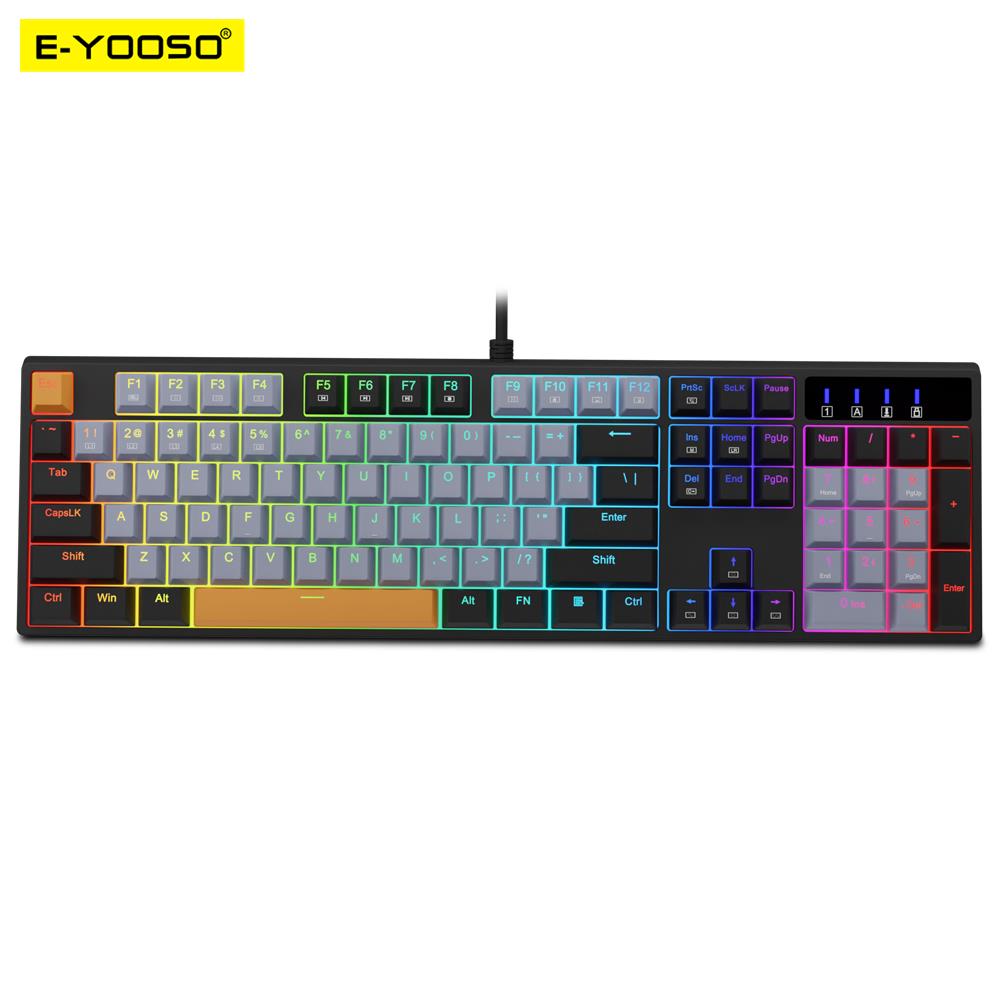 Gaming Keyboard Ergonomic - E-YOOSO Z14 RGB USB Mechanical Gaming