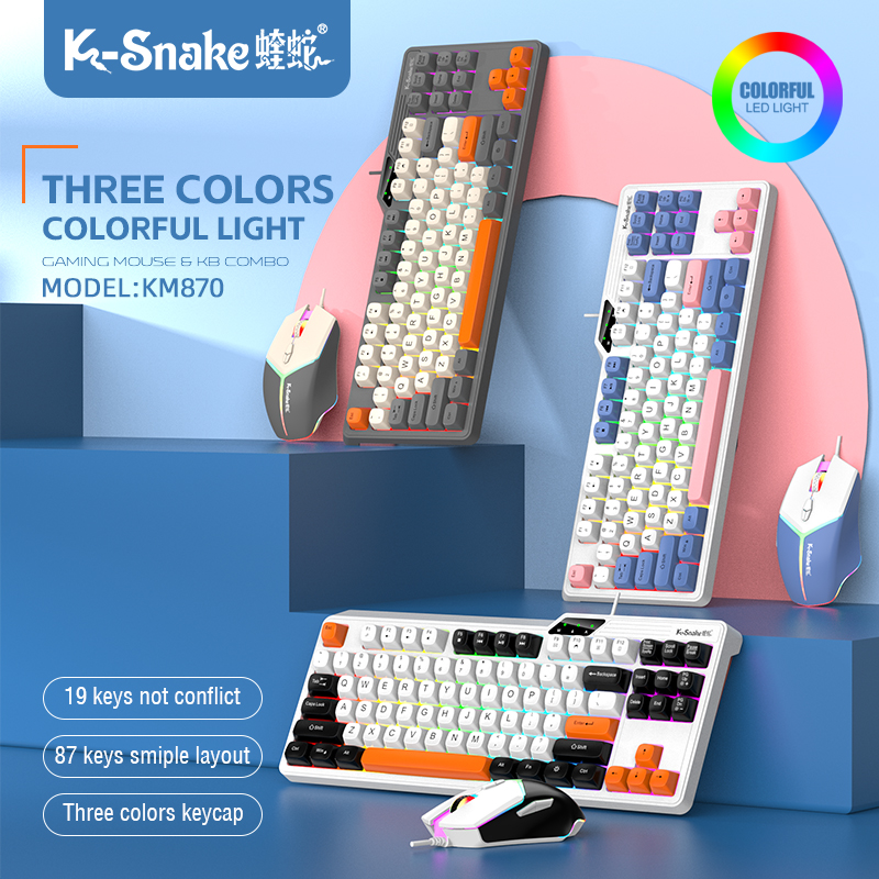Gaming Keyboard And Mouse Set - Wired Keyboard and Mouse Set，19-Key Rollover，Office/Gaming