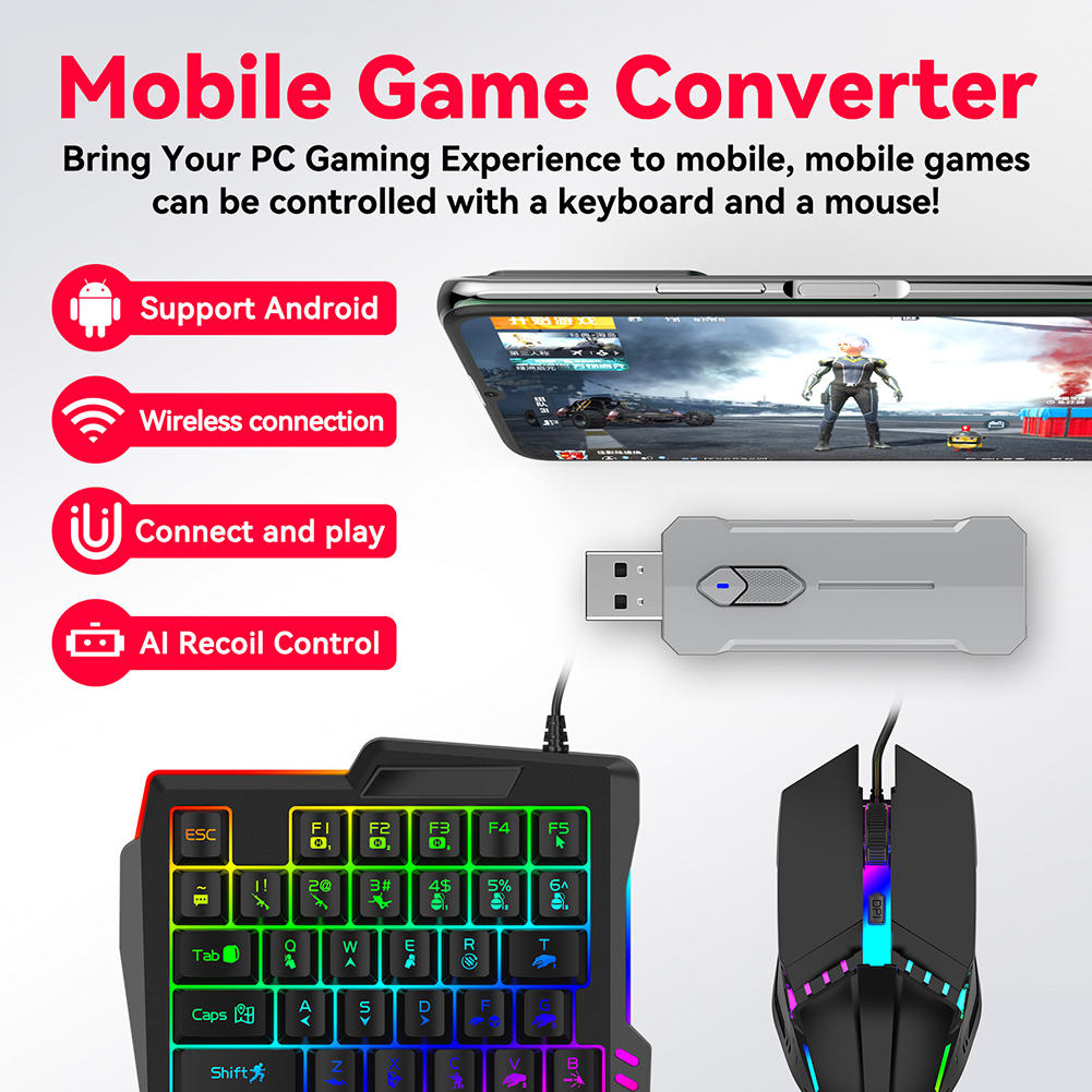 5 in 1 Mobile Game Converter K - đánh giá và giá Gaming Keyboard And Mouse Set
