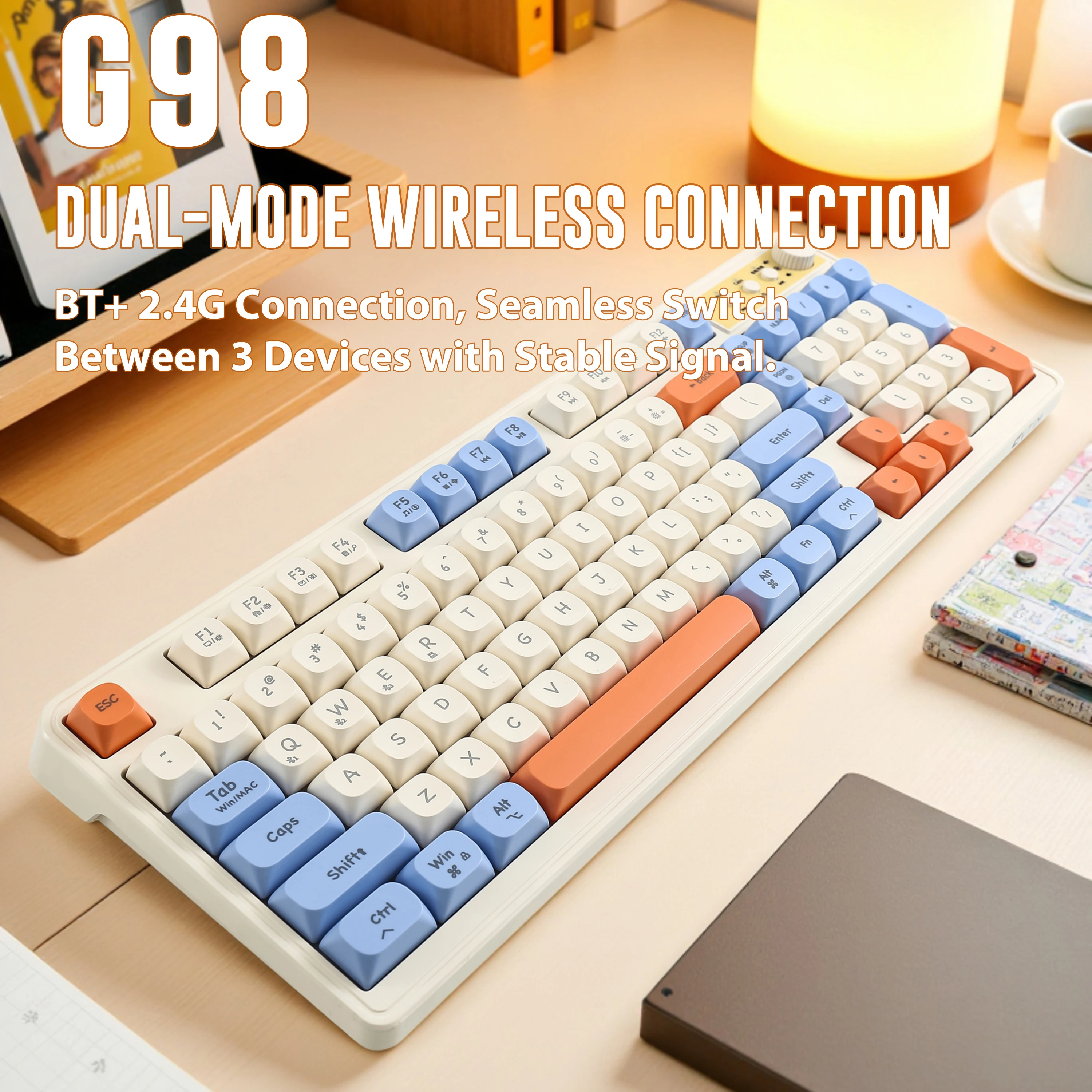 Retro Macaron Dual-Mode Keyboa - đánh giá và giá Gaming Keyboard Blue Switches