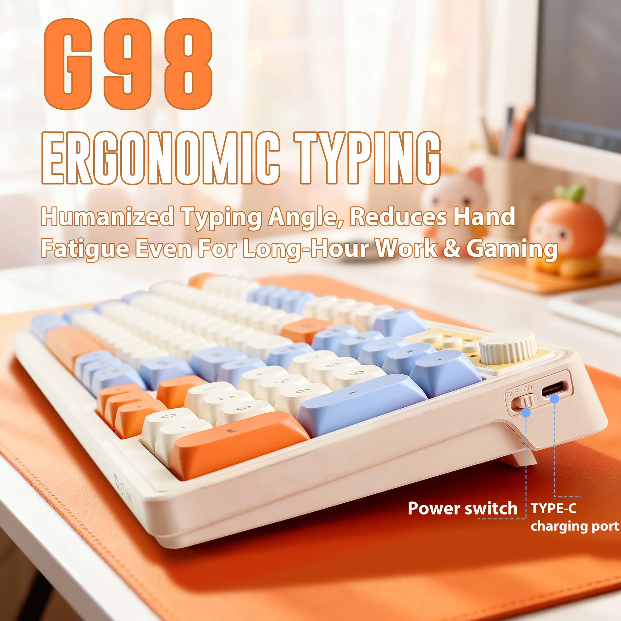 Retro Macaron Dual-Mode Keyboa - đánh giá và giá Gaming Keyboard Blue Switches