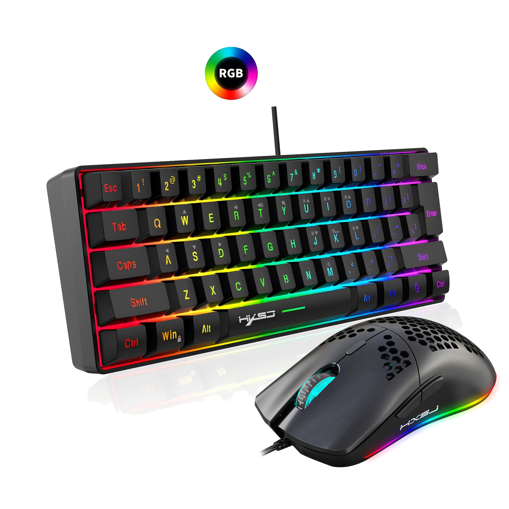 Hot selling HXSJ 61 keys V700  - đánh giá và giá Gaming Keyboard Mouse Combo