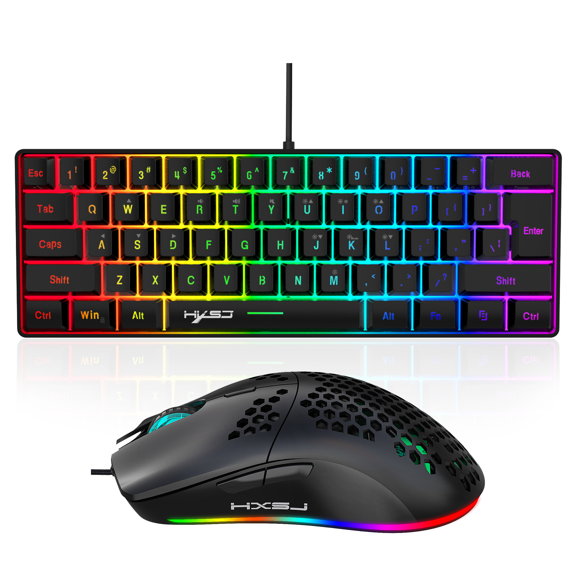Hot selling HXSJ 61 keys V700  - đánh giá và giá Gaming Keyboard Mouse Combo