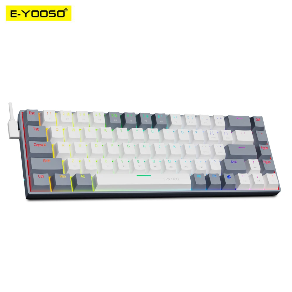 E-YOOSO Z686 RGB USB 60% Mini  - đánh giá và giá Gaming Keyboard Blue Switches