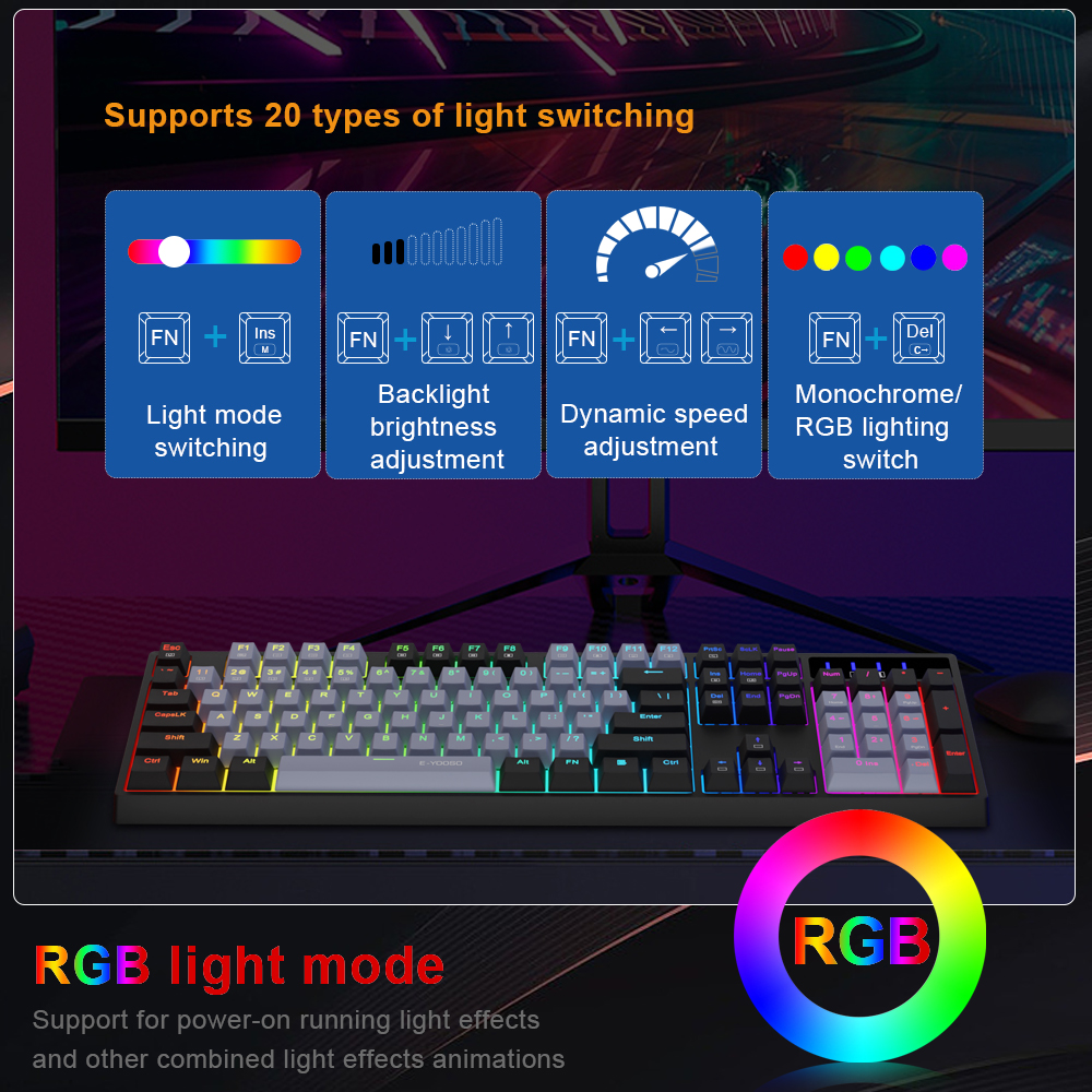 E-YOOSO Z14 RGB USB Mechanical - đánh giá và giá Gaming Keyboard Ergonomic