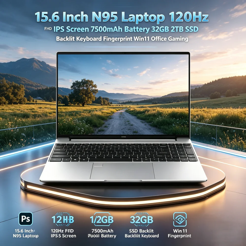 15.6 Inch N95 Laptop 120Hz FHD - đánh giá và giá Gaming Keyboard Backlit