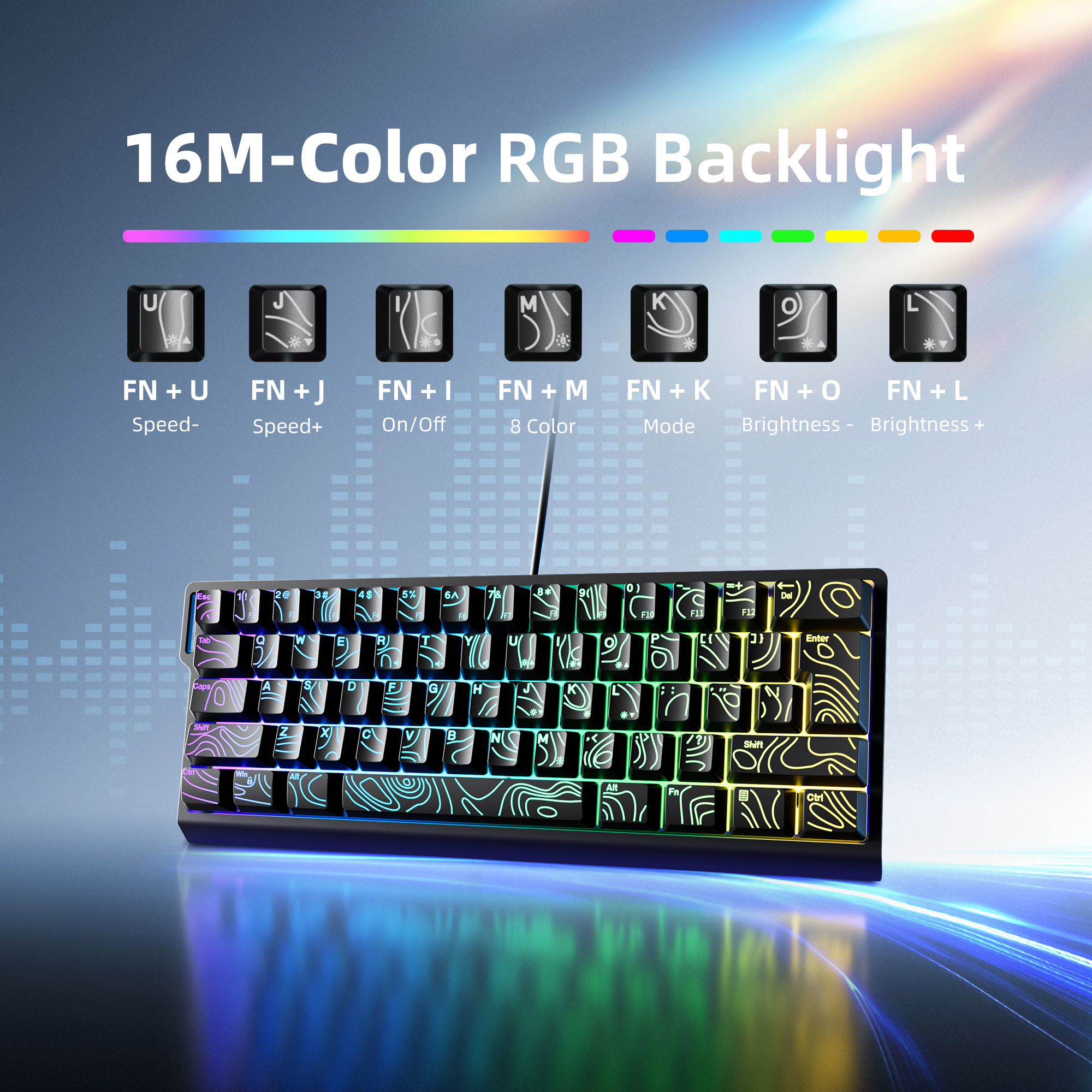 60% compact wired keyboard wit - đánh giá và giá Gaming Keyboard Blue Switches
