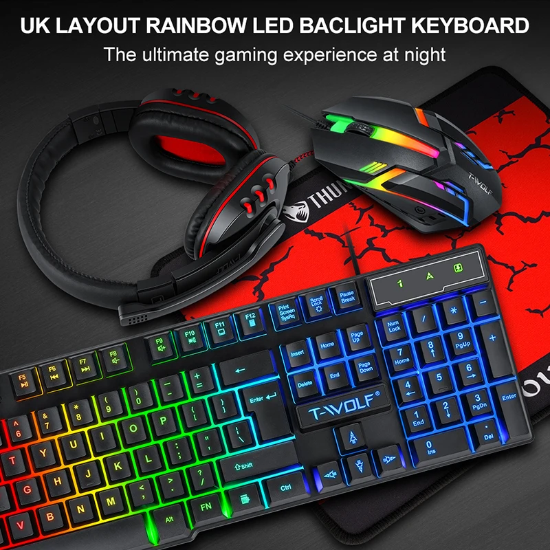 T-WOLF Game Four Piece TF800 I - đánh giá và giá Gaming Keyboard Mouse Combo