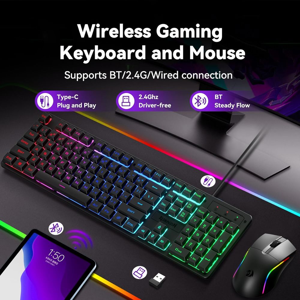 Wireless RGB Gaming Keyboard a - đánh giá và giá Gaming Keyboard And Mouse Combo Wireless