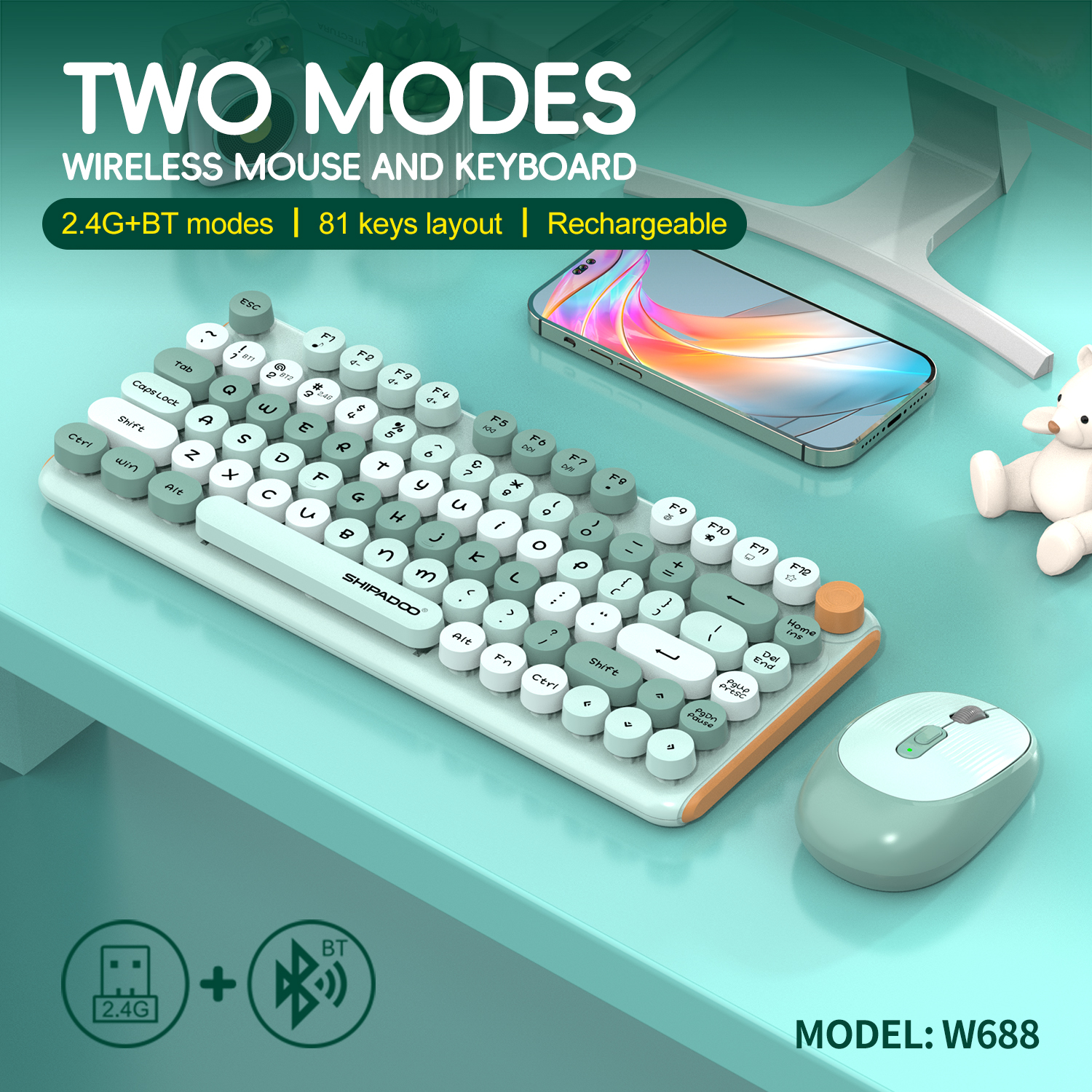 81 keys Bluetooth 2.4G Wireles - đánh giá và giá Gaming Keyboard And Mouse Set