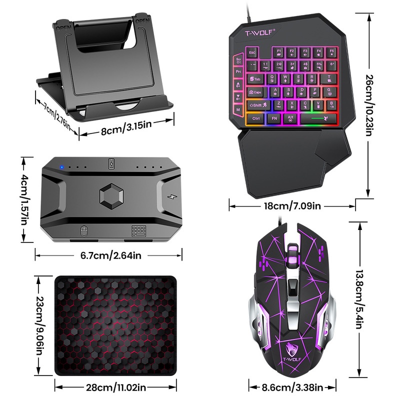 T-Wolf Tf950 5 In 1 One Handed - đánh giá và giá Keyboard Mouse Bundle Gaming