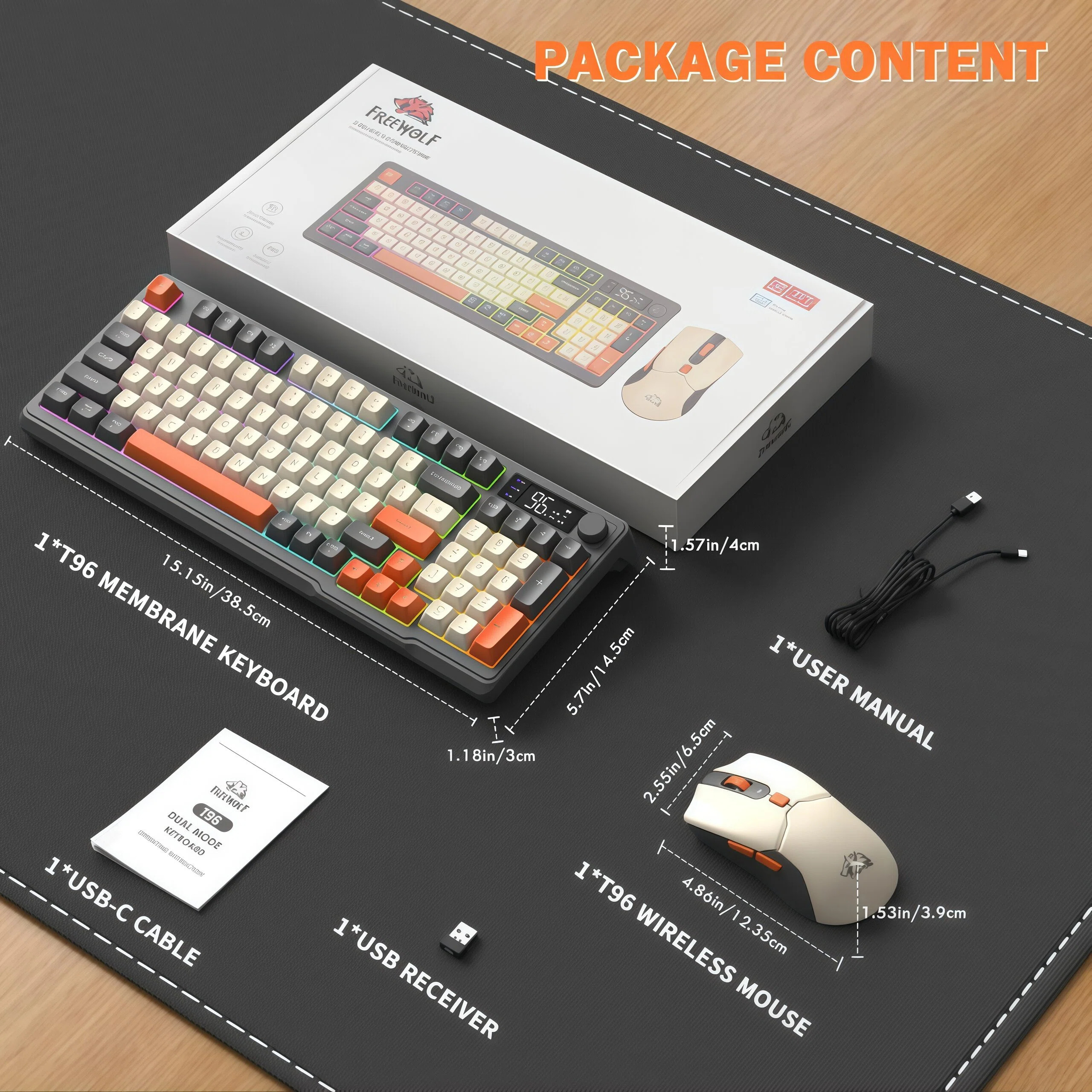 FREEWOLF T96 Wireless Keyboard - đánh giá và giá Gaming Keyboard And Mouse Combo Wireless