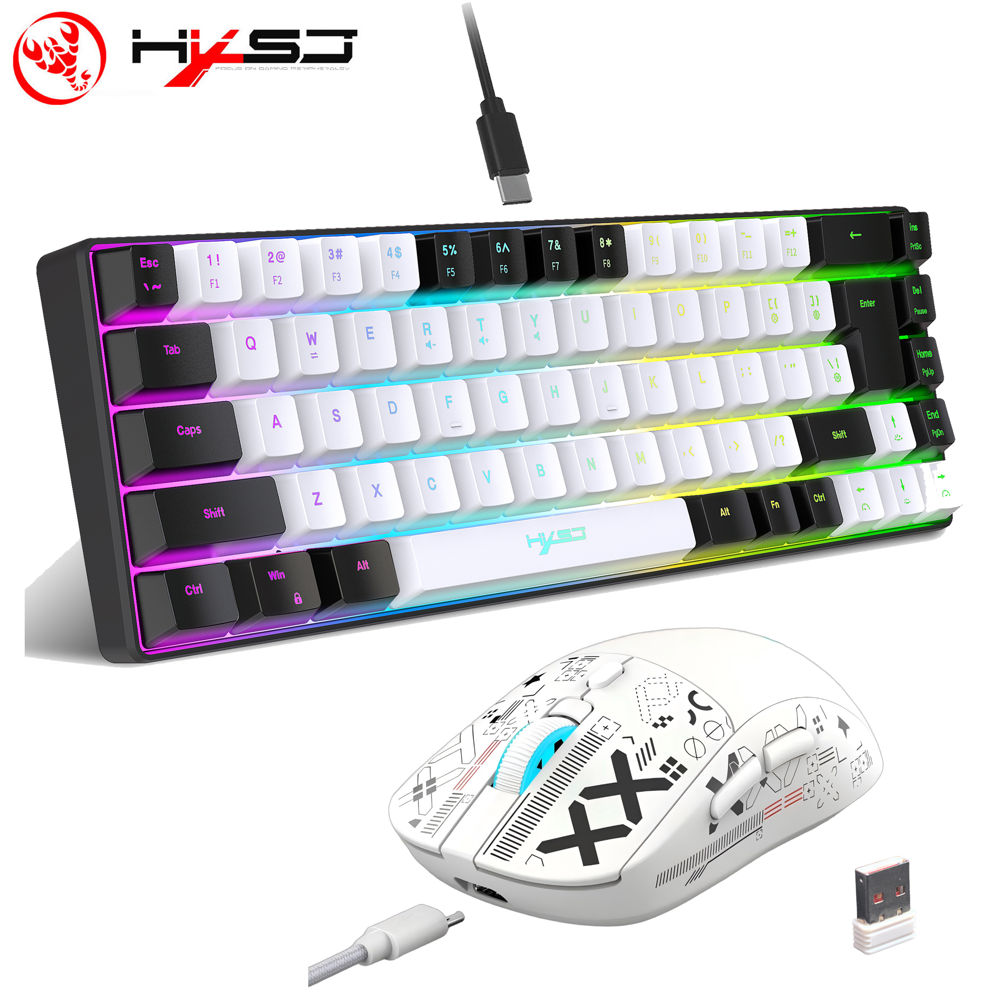 HXSJ 60% Gaming Keyboard and m - đánh giá và giá Gaming Keyboard And Mouse Combo Wireless
