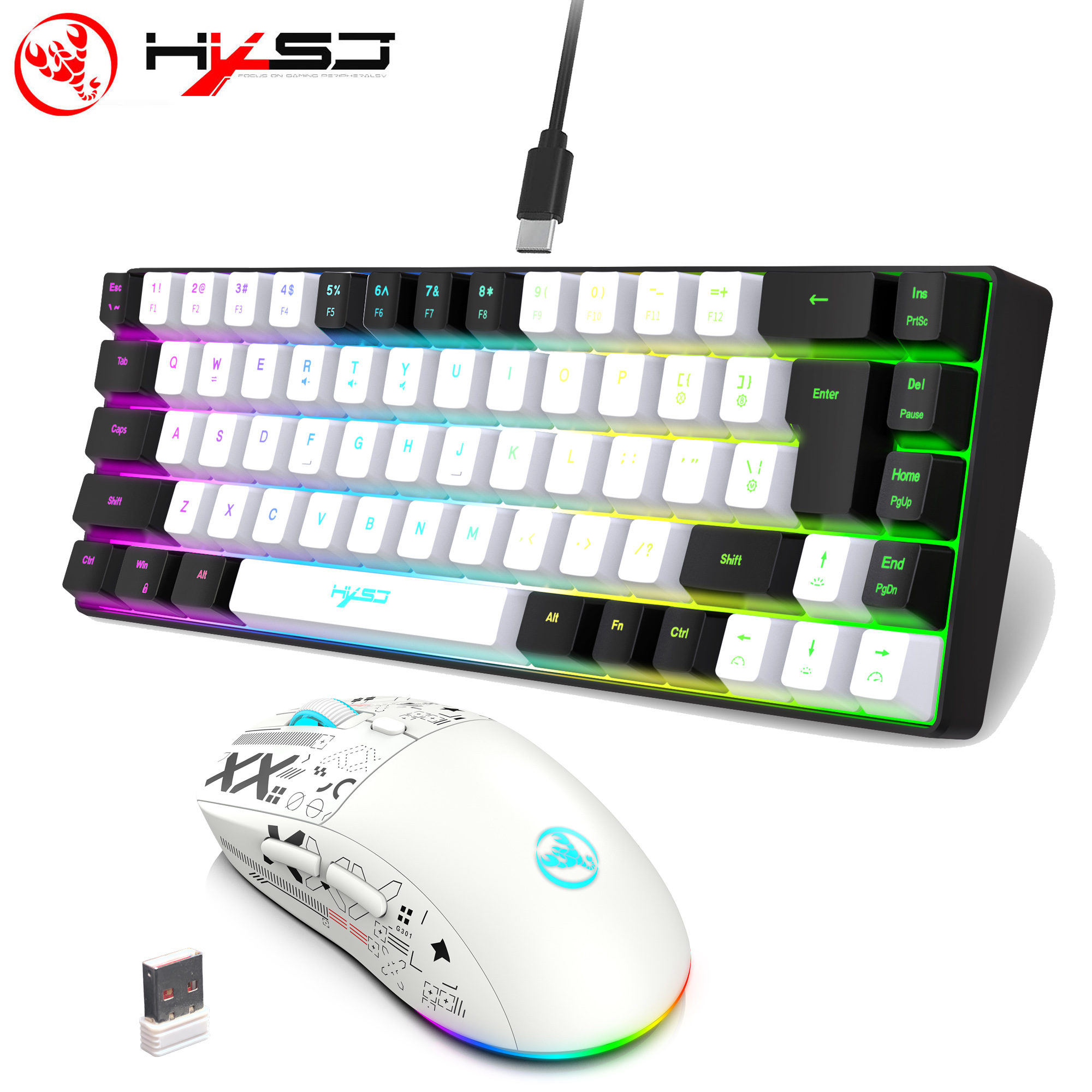 HXSJ 60% Gaming Keyboard and m - đánh giá và giá Gaming Keyboard And Mouse Combo Wireless