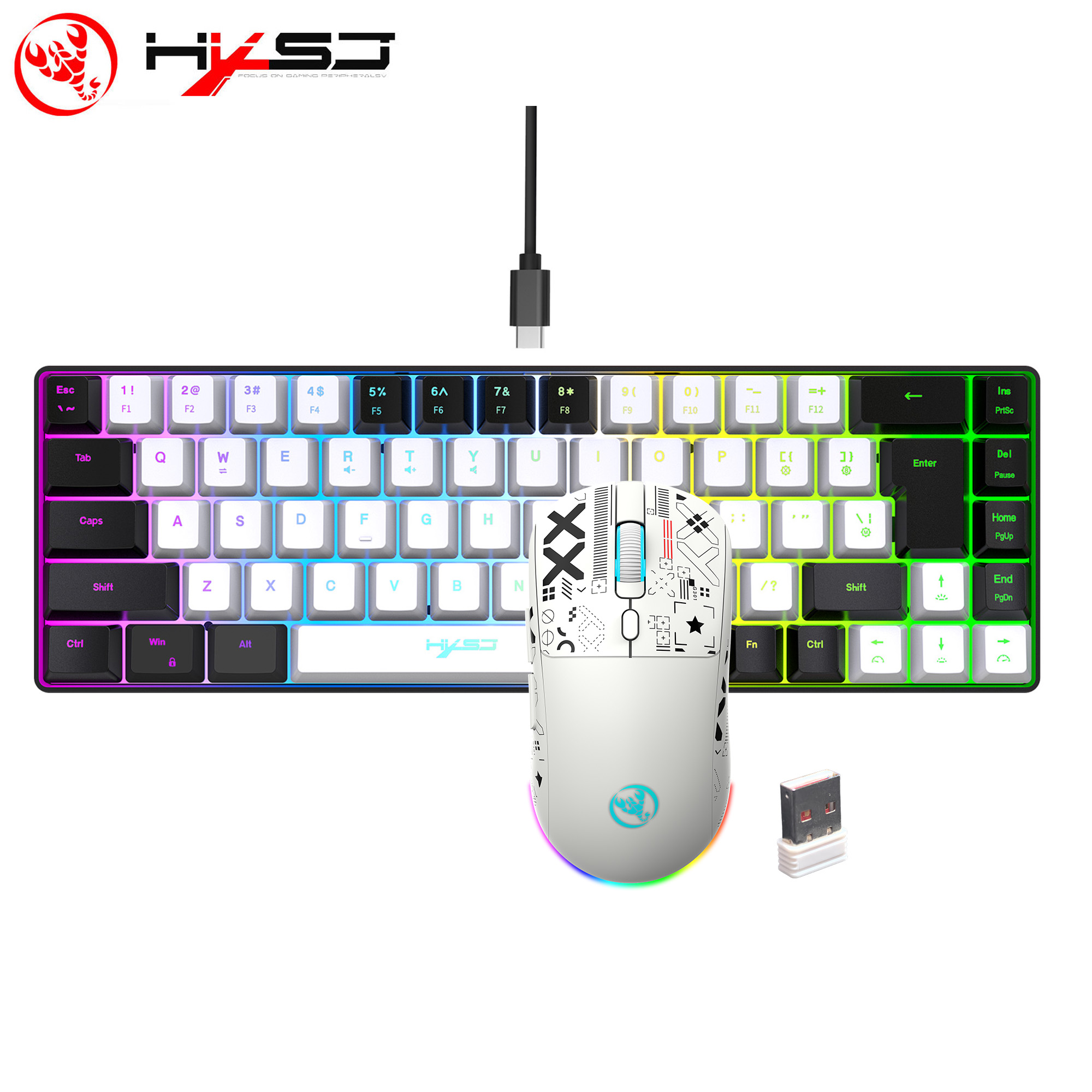 HXSJ 60% Gaming Keyboard and m - đánh giá và giá Gaming Keyboard And Mouse Combo Wireless