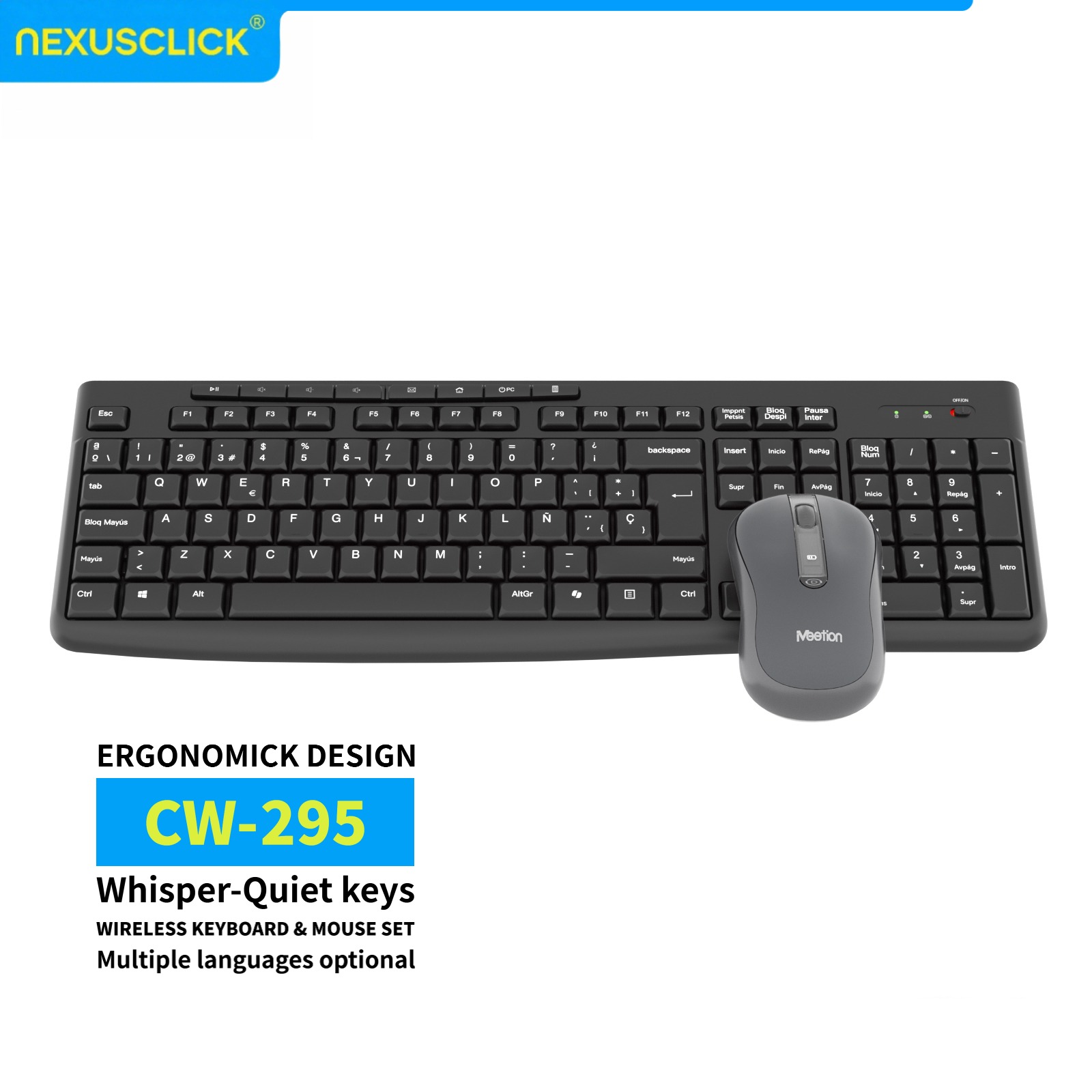NexusClick Low-Profile Ergonom - đánh giá và giá Gaming Keyboard And Mouse Combo Wireless