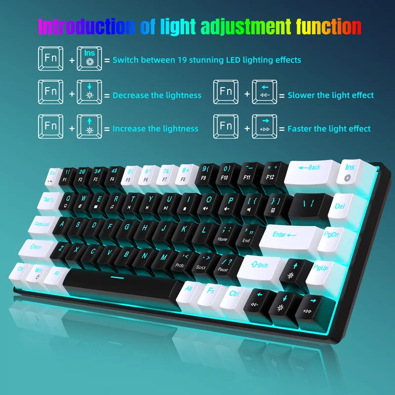 68 Keys Mechanical Keyboard Er - đánh giá và giá Gaming Keyboard Blue Switches